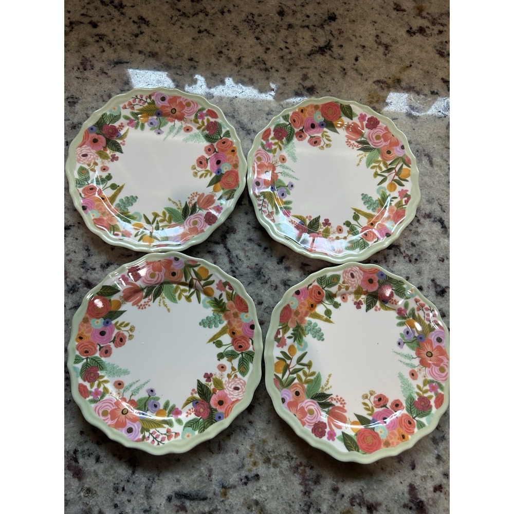 Rifle Paper Co Garden Party Melamine Plates Set of 4 Appetizer 6.3"